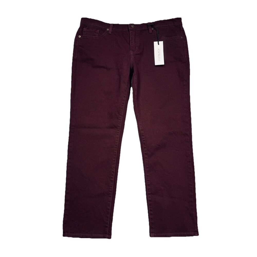 Just Black Slim Boyfriend Jeans Petite 30P (34x25.5) Burgundy Stretch Womens New